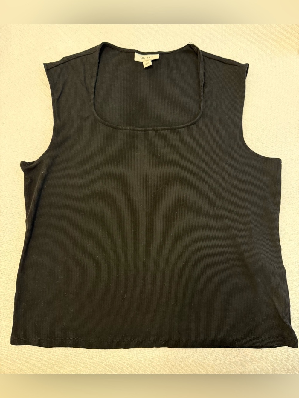 On 35th Black Square-Neck Ribbed Tank Top XL